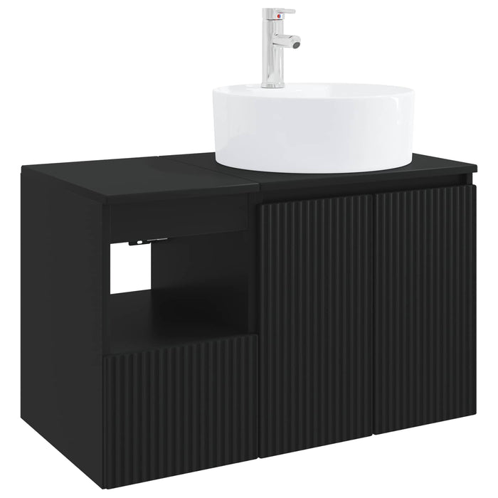 Set de mobilier pentru baie 2 buc. Negru Lemn prelucrat WALTI