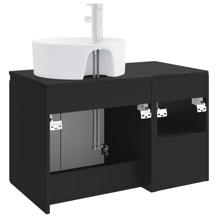 Set de mobilier pentru baie 2 buc. Negru Lemn prelucrat WALTI