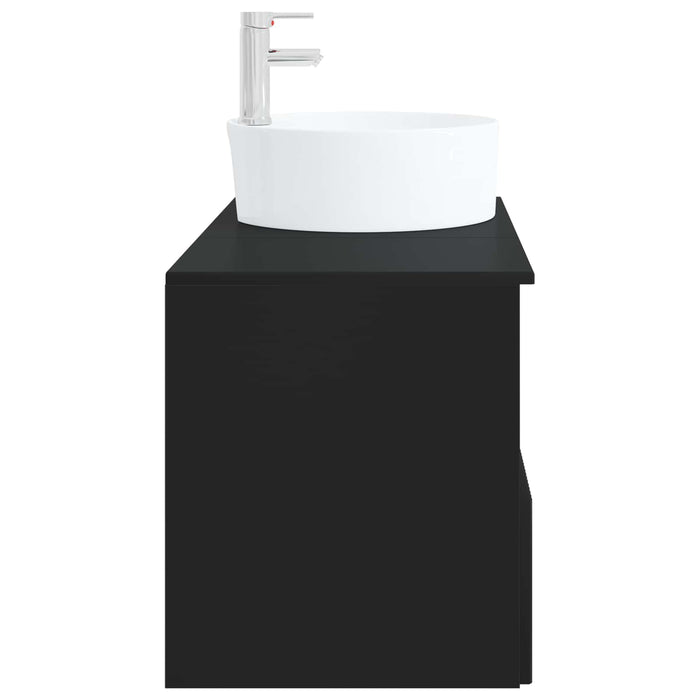 Set de mobilier pentru baie 2 buc. Negru Lemn prelucrat WALTI