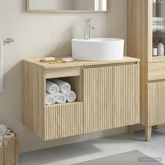 Set de mobilier pentru baie 2 buc. Stejar Sonoma Lemn prelucrat WALTI