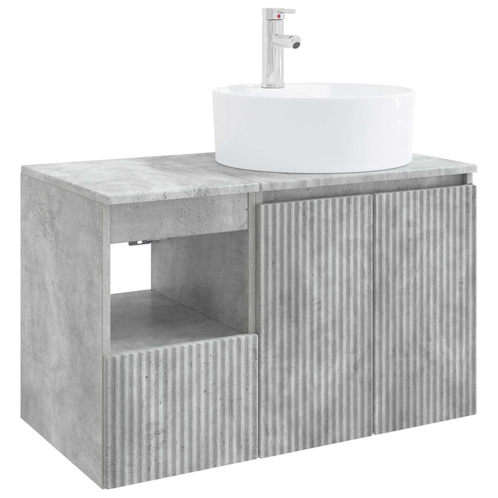 Set de mobilier pentru baie 2 buc. Gri Beton Lemn prelucrat WALTI