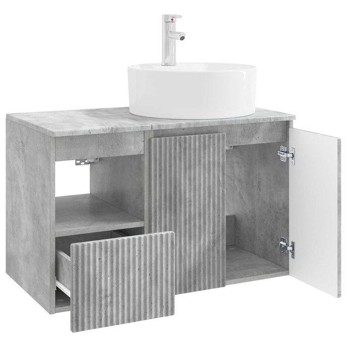 Set de mobilier pentru baie 2 buc. Gri Beton Lemn prelucrat WALTI