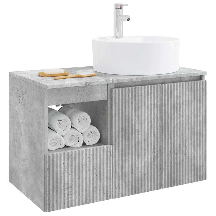 Set de mobilier pentru baie 2 buc. Gri Beton Lemn prelucrat WALTI