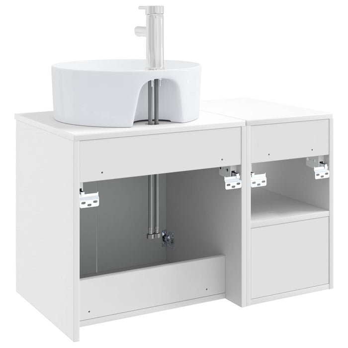 Set de mobilier pentru baie 2 buc. Alb foarte lucios WALTI