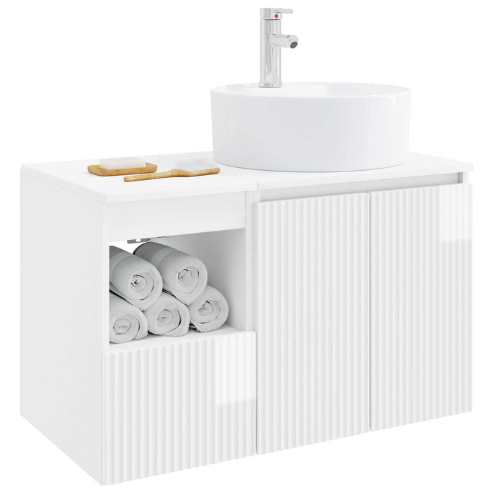 Set de mobilier pentru baie 2 buc. Alb foarte lucios WALTI