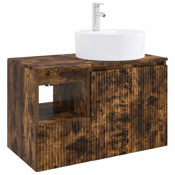 Set de mobilier pentru baie 2 buc. Stejar fumuriu WALTI