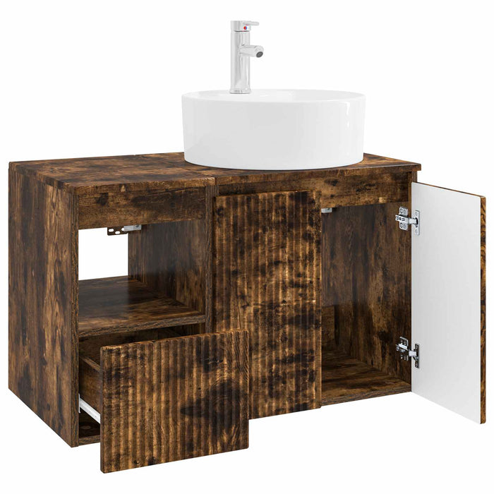 Set de mobilier pentru baie 2 buc. Stejar fumuriu WALTI