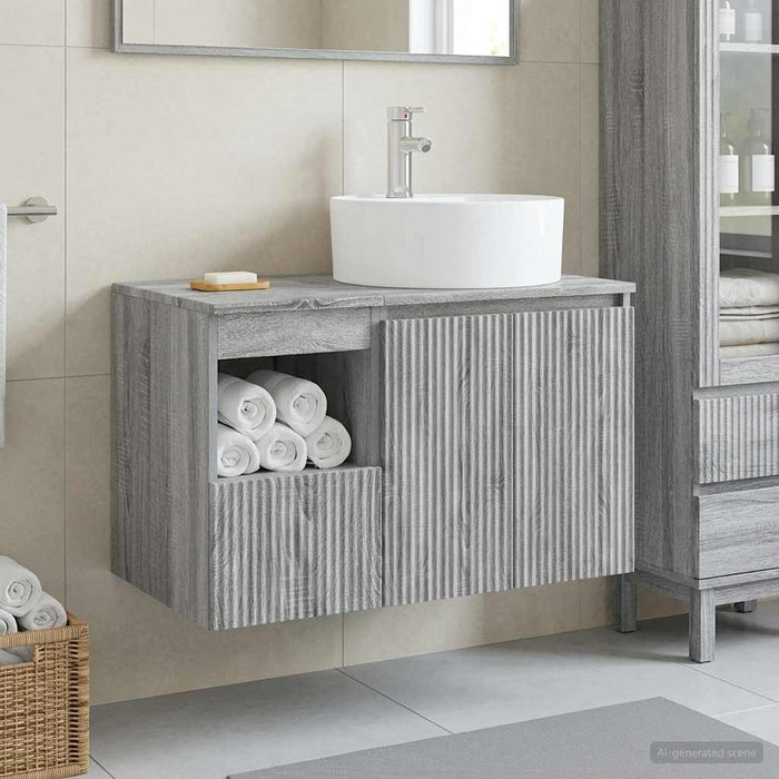 Set de mobilier pentru baie 2 buc. Sonoma gri Lemn prelucrat WALTI