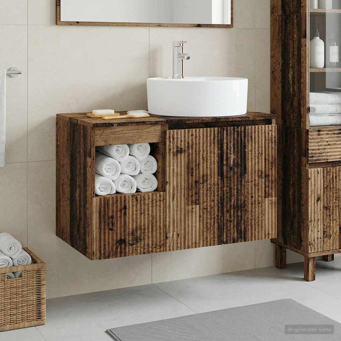 Set de mobilier pentru baie 2 buc. Lemn vechi Lemn prelucrat WALTI