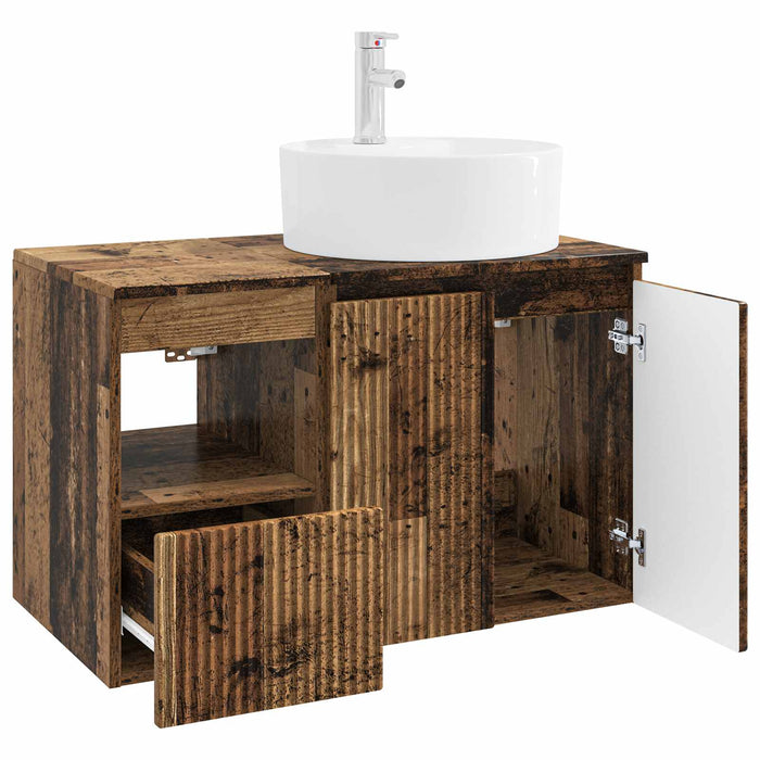 Set de mobilier pentru baie 2 buc. Lemn vechi Lemn prelucrat WALTI