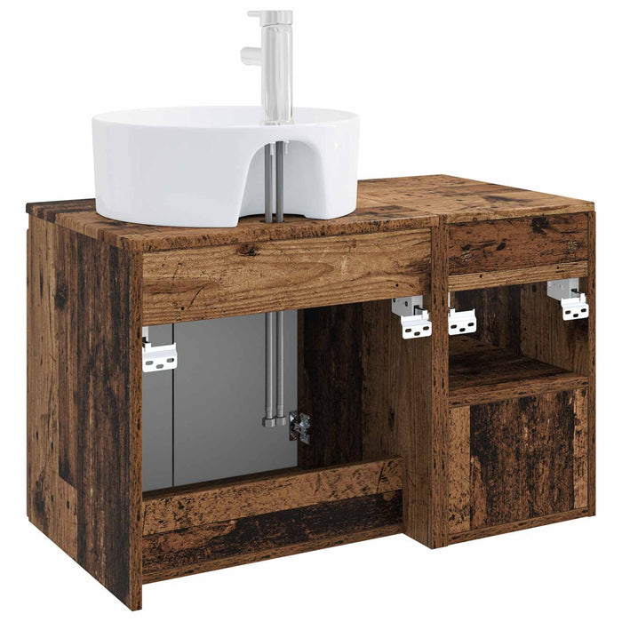 Set de mobilier pentru baie 2 buc. Lemn vechi Lemn prelucrat WALTI