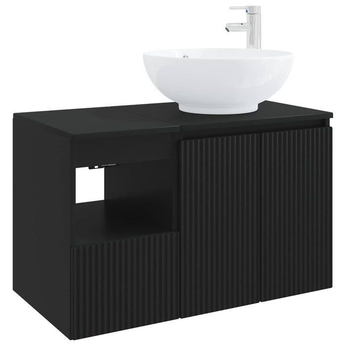 Set de mobilier pentru baie 2 buc. Negru Lemn prelucrat WALTI