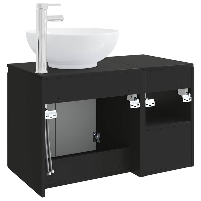 Set de mobilier pentru baie 2 buc. Negru Lemn prelucrat WALTI