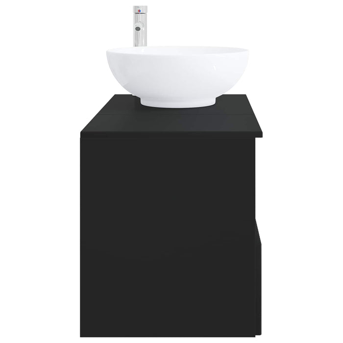 Set de mobilier pentru baie 2 buc. Negru Lemn prelucrat WALTI