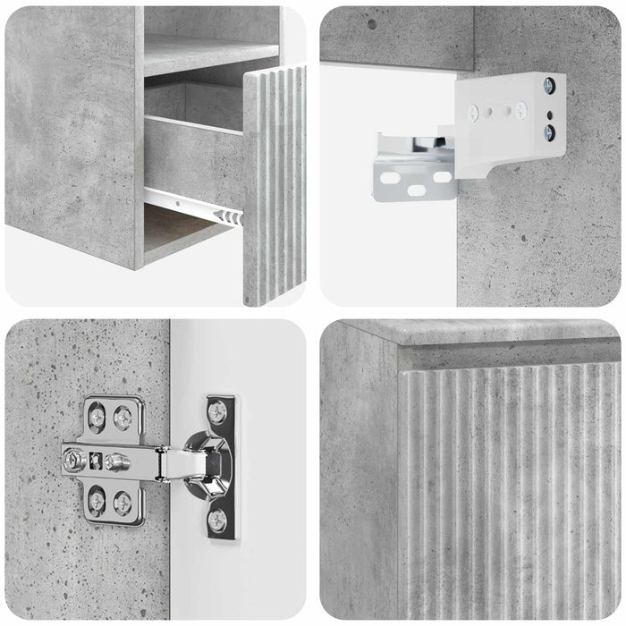 Set de mobilier pentru baie 2 buc. Gri Beton Lemn prelucrat WALTI