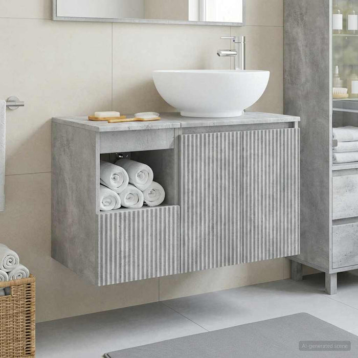 Set de mobilier pentru baie 2 buc. Gri Beton Lemn prelucrat WALTI
