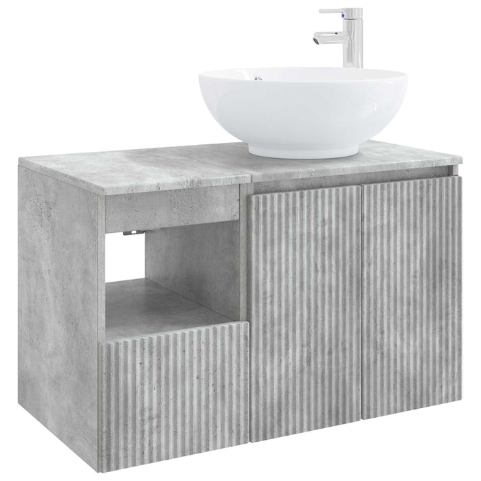 Set de mobilier pentru baie 2 buc. Gri Beton Lemn prelucrat WALTI