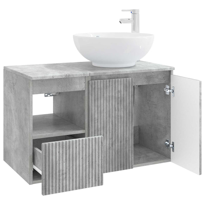 Set de mobilier pentru baie 2 buc. Gri Beton Lemn prelucrat WALTI