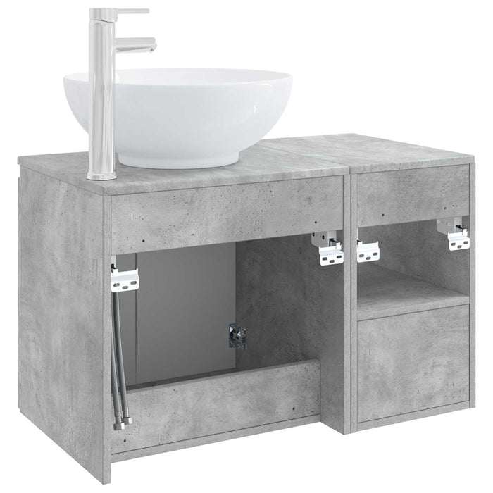 Set de mobilier pentru baie 2 buc. Gri Beton Lemn prelucrat WALTI