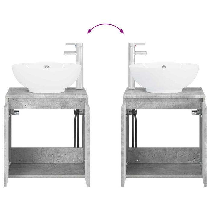 Set de mobilier pentru baie 2 buc. Gri Beton Lemn prelucrat WALTI