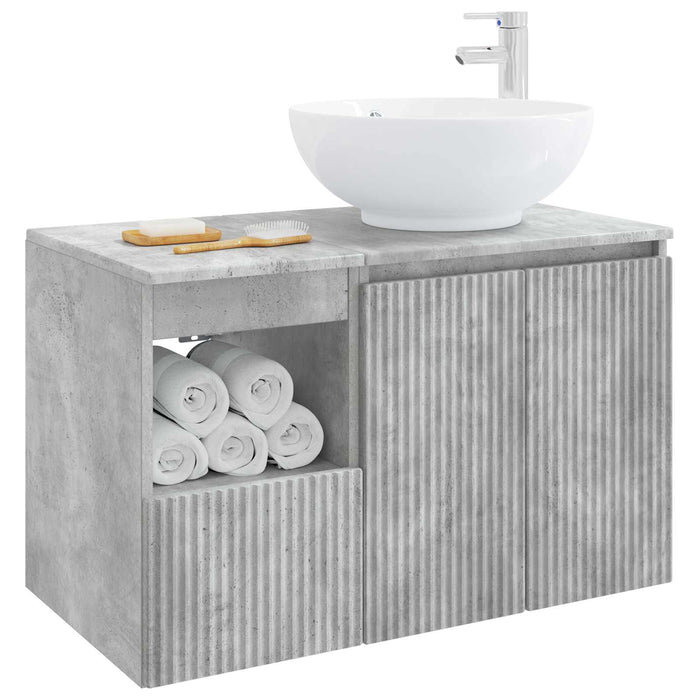 Set de mobilier pentru baie 2 buc. Gri Beton Lemn prelucrat WALTI