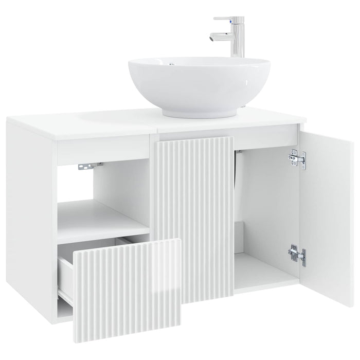 Set de mobilier pentru baie 2 buc. Alb foarte lucios WALTI
