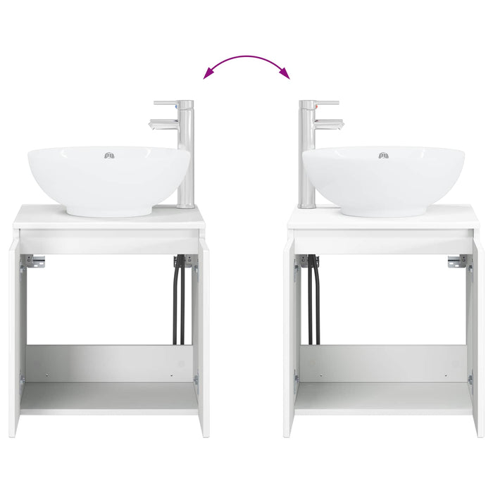 Set de mobilier pentru baie 2 buc. Alb foarte lucios WALTI