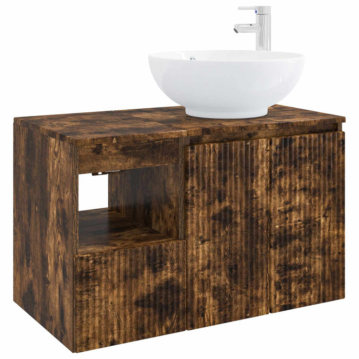 Set de mobilier pentru baie 2 buc. Stejar fumuriu WALTI