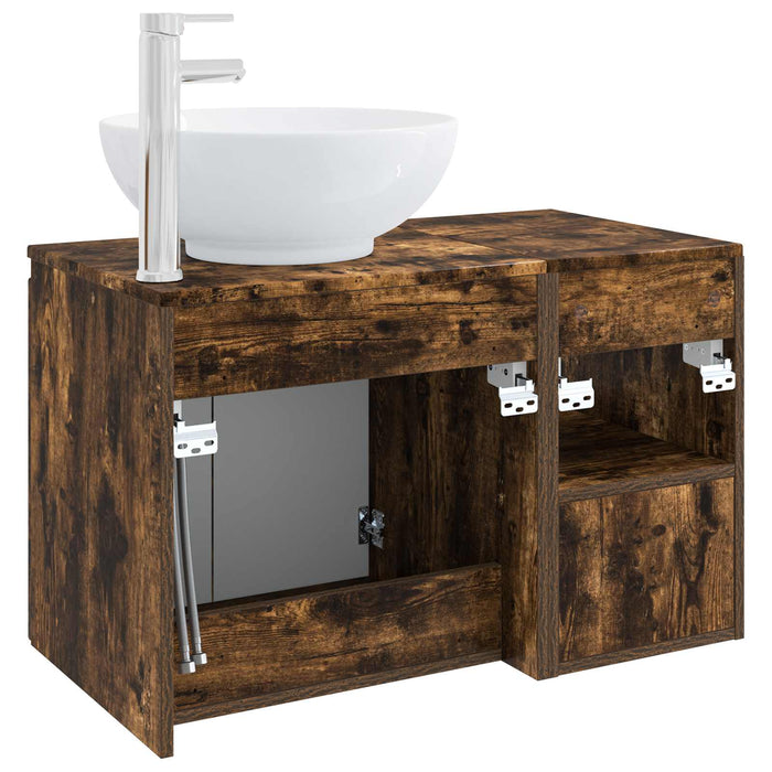 Set de mobilier pentru baie 2 buc. Stejar fumuriu WALTI