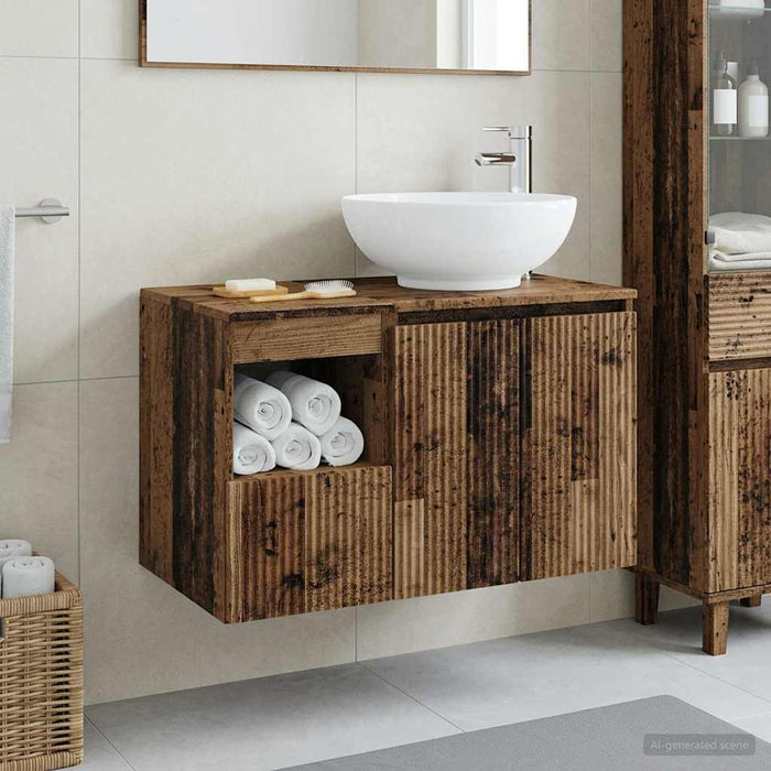 Set de mobilier pentru baie 2 buc. Lemn vechi Lemn prelucrat WALTI