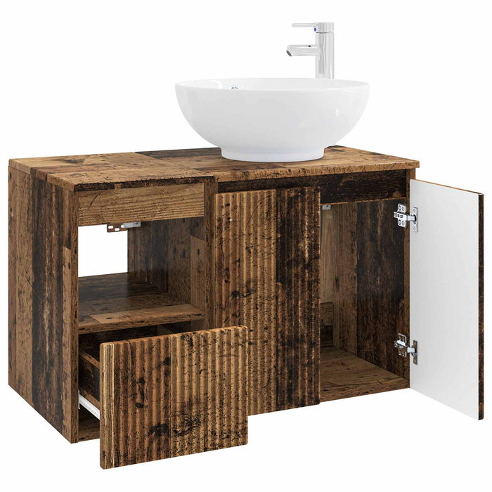 Set de mobilier pentru baie 2 buc. Lemn vechi Lemn prelucrat WALTI