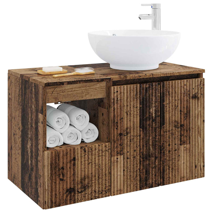 Set de mobilier pentru baie 2 buc. Lemn vechi Lemn prelucrat WALTI