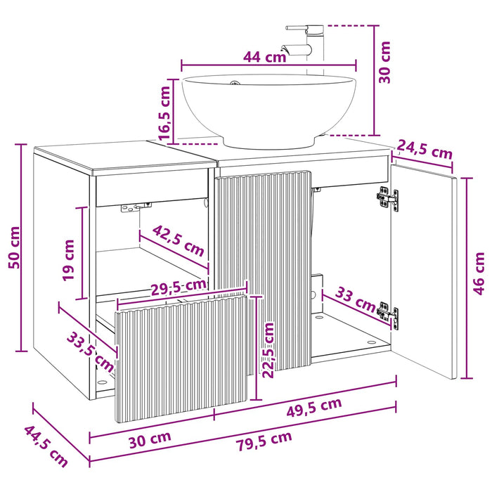 Set de mobilier pentru baie 2 buc. Lemn vechi Lemn prelucrat WALTI