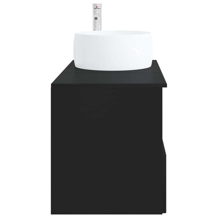 Set de mobilier pentru baie 2 buc. Negru Lemn prelucrat WALTI