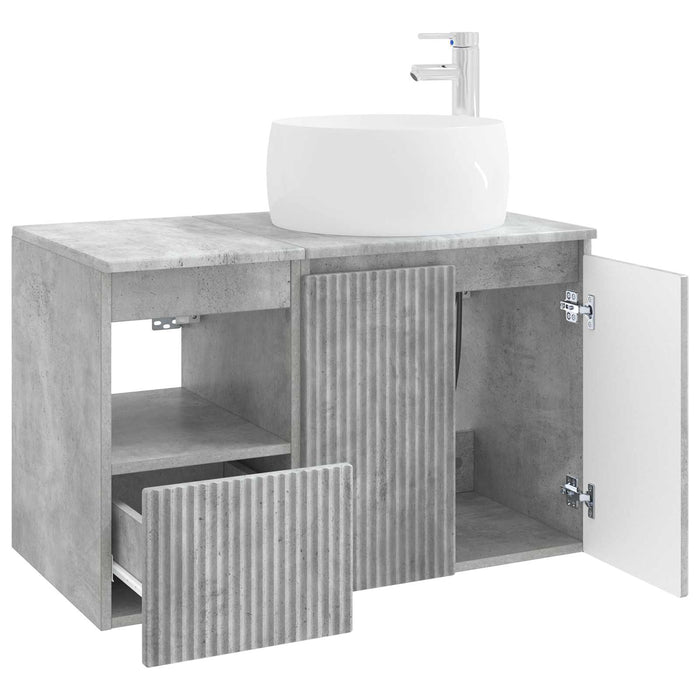 Set de mobilier pentru baie 2 buc. Gri Beton Lemn prelucrat WALTI