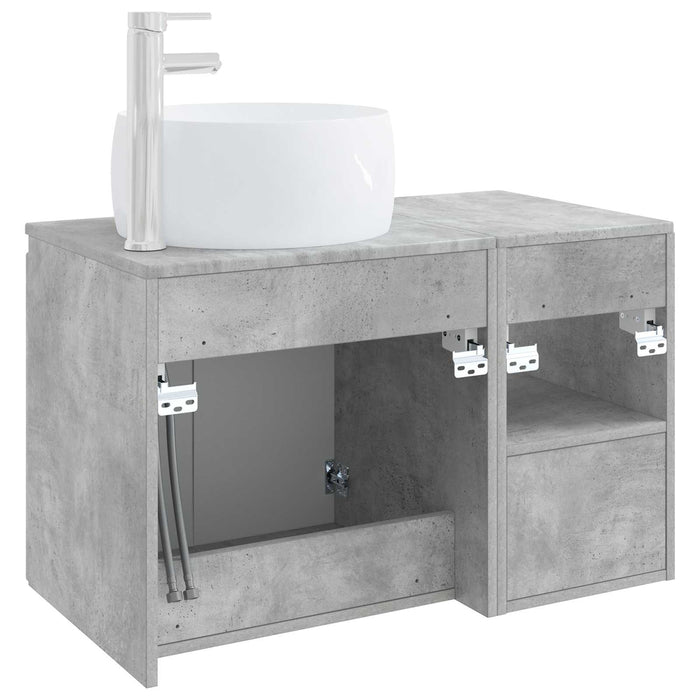 Set de mobilier pentru baie 2 buc. Gri Beton Lemn prelucrat WALTI