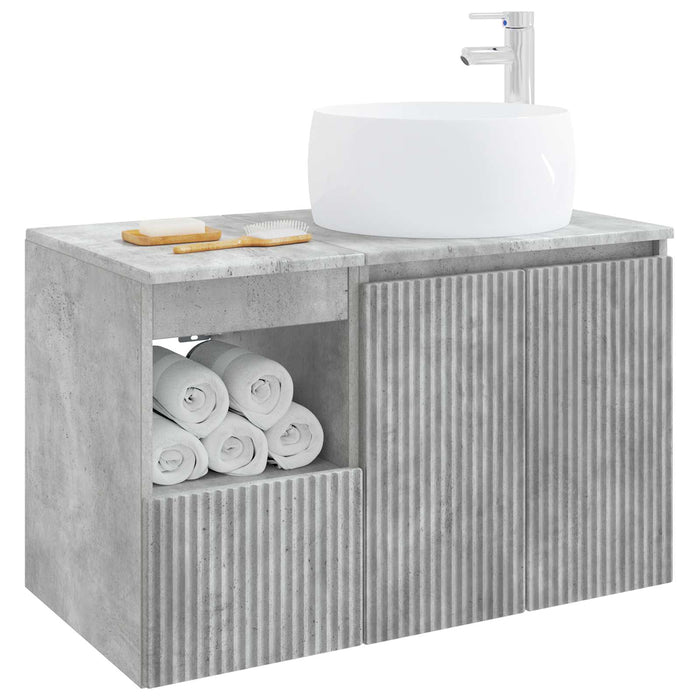 Set de mobilier pentru baie 2 buc. Gri Beton Lemn prelucrat WALTI
