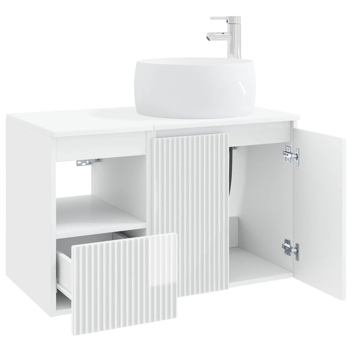 Set de mobilier pentru baie 2 buc. Alb foarte lucios WALTI