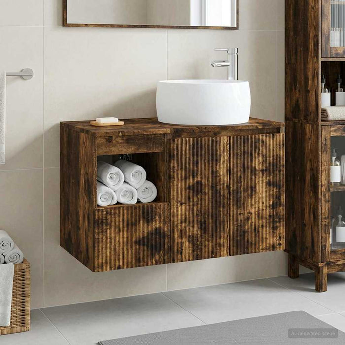 Set de mobilier pentru baie 2 buc. Stejar fumuriu WALTI