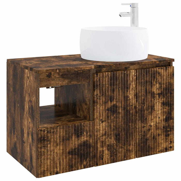 Set de mobilier pentru baie 2 buc. Stejar fumuriu WALTI