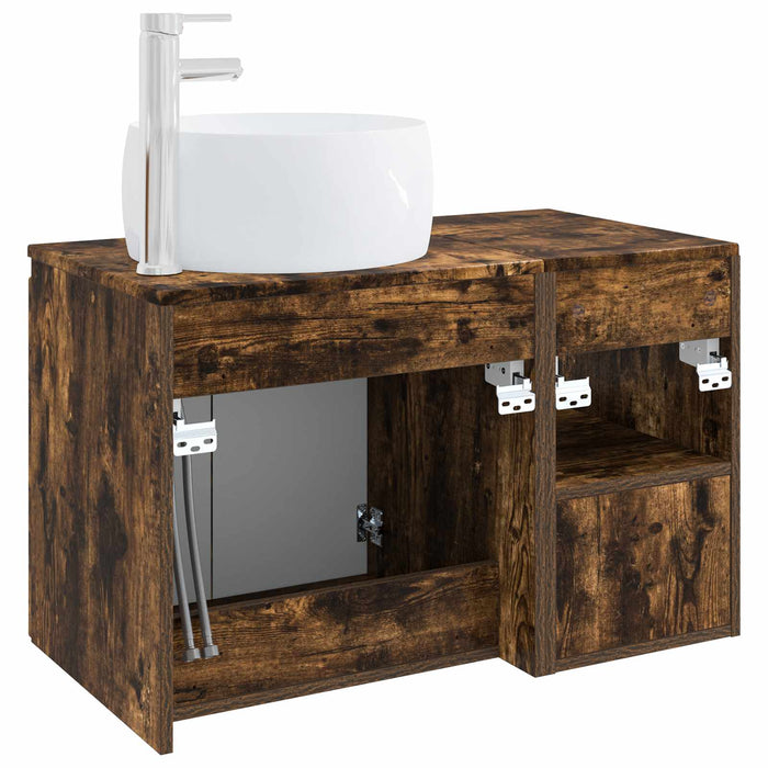 Set de mobilier pentru baie 2 buc. Stejar fumuriu WALTI