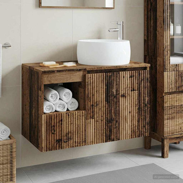 Set de mobilier pentru baie 2 buc. Lemn vechi Lemn prelucrat WALTI