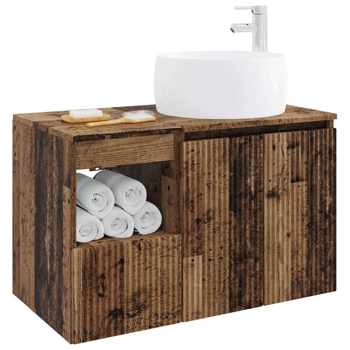 Set de mobilier pentru baie 2 buc. Lemn vechi Lemn prelucrat WALTI