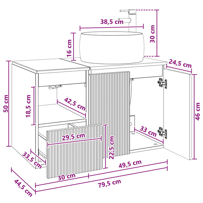 Set de mobilier pentru baie 2 buc. Lemn vechi Lemn prelucrat WALTI