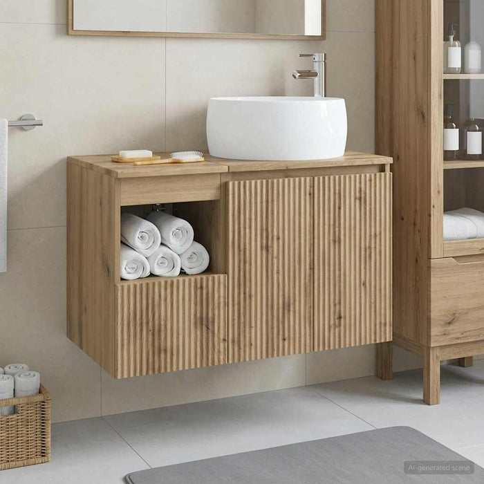 Set de mobilier pentru baie 2 buc. Stejar Artizanal WALTI