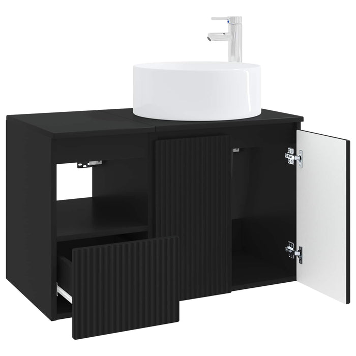 Set de mobilier pentru baie 2 buc. Negru Lemn prelucrat WALTI