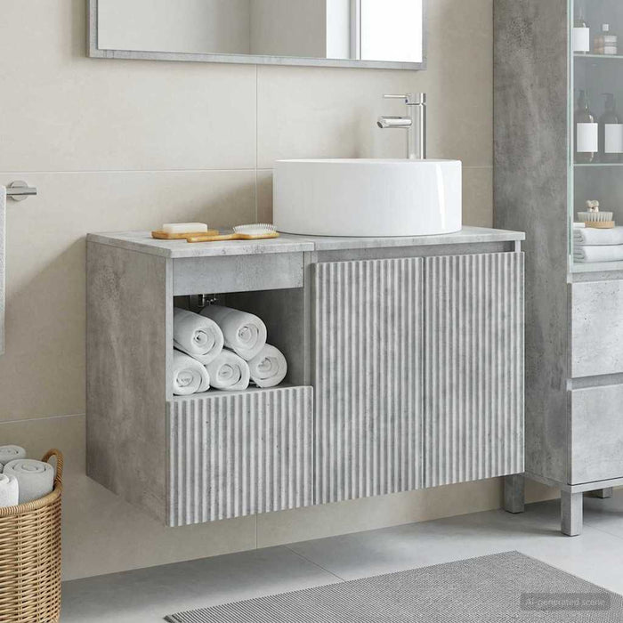 Set de mobilier pentru baie 2 buc. Gri Beton Lemn prelucrat WALTI