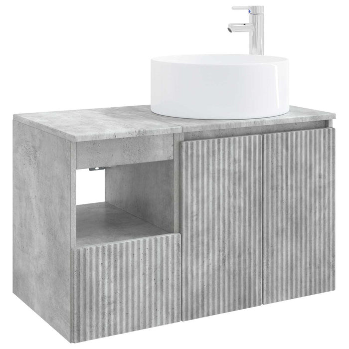 Set de mobilier pentru baie 2 buc. Gri Beton Lemn prelucrat WALTI