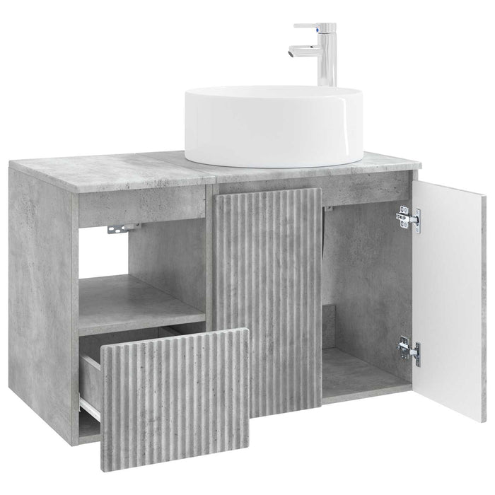 Set de mobilier pentru baie 2 buc. Gri Beton Lemn prelucrat WALTI