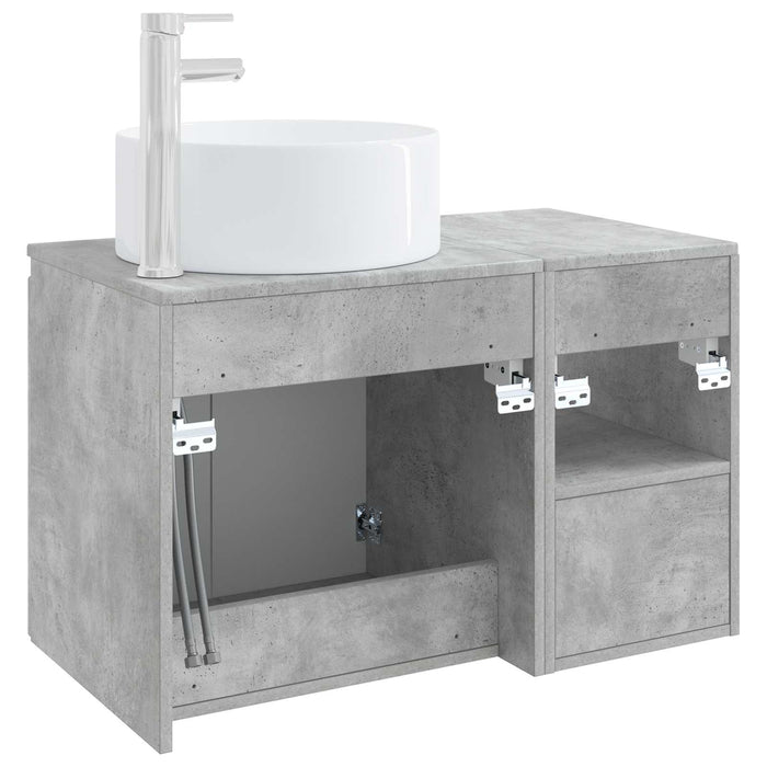Set de mobilier pentru baie 2 buc. Gri Beton Lemn prelucrat WALTI